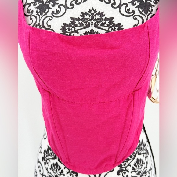 NWT Midnight Sky Hot Pink 100% Linen Bustier Corset Tank - Picture 6 of 11